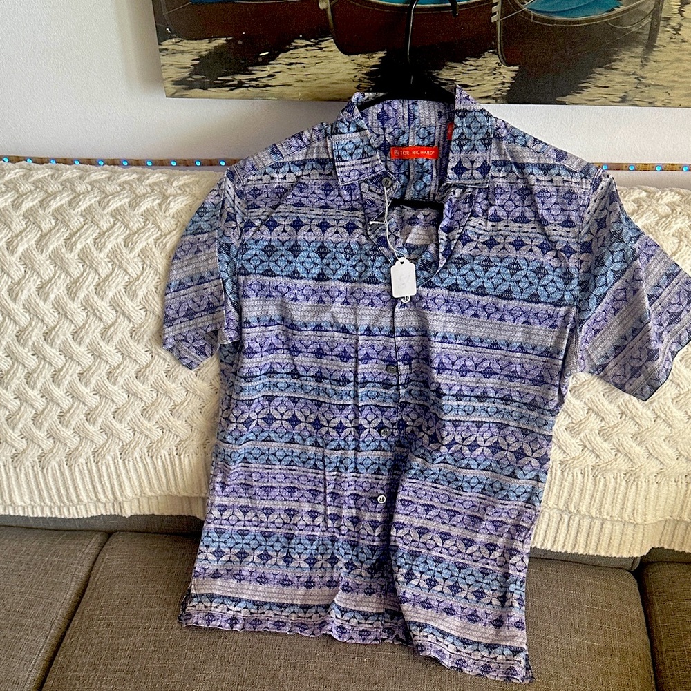 Tori Richard Blue and Purple Casual Shirt
